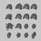 Black Corporation Pack: the same 16 designs in matching positions, shown from a left three-quarter angle. Digital render.