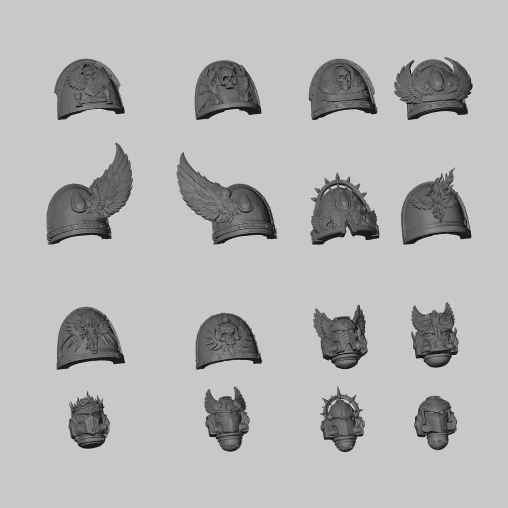 Crimson Lord Pack: all included designs together, front hero. Digital render.