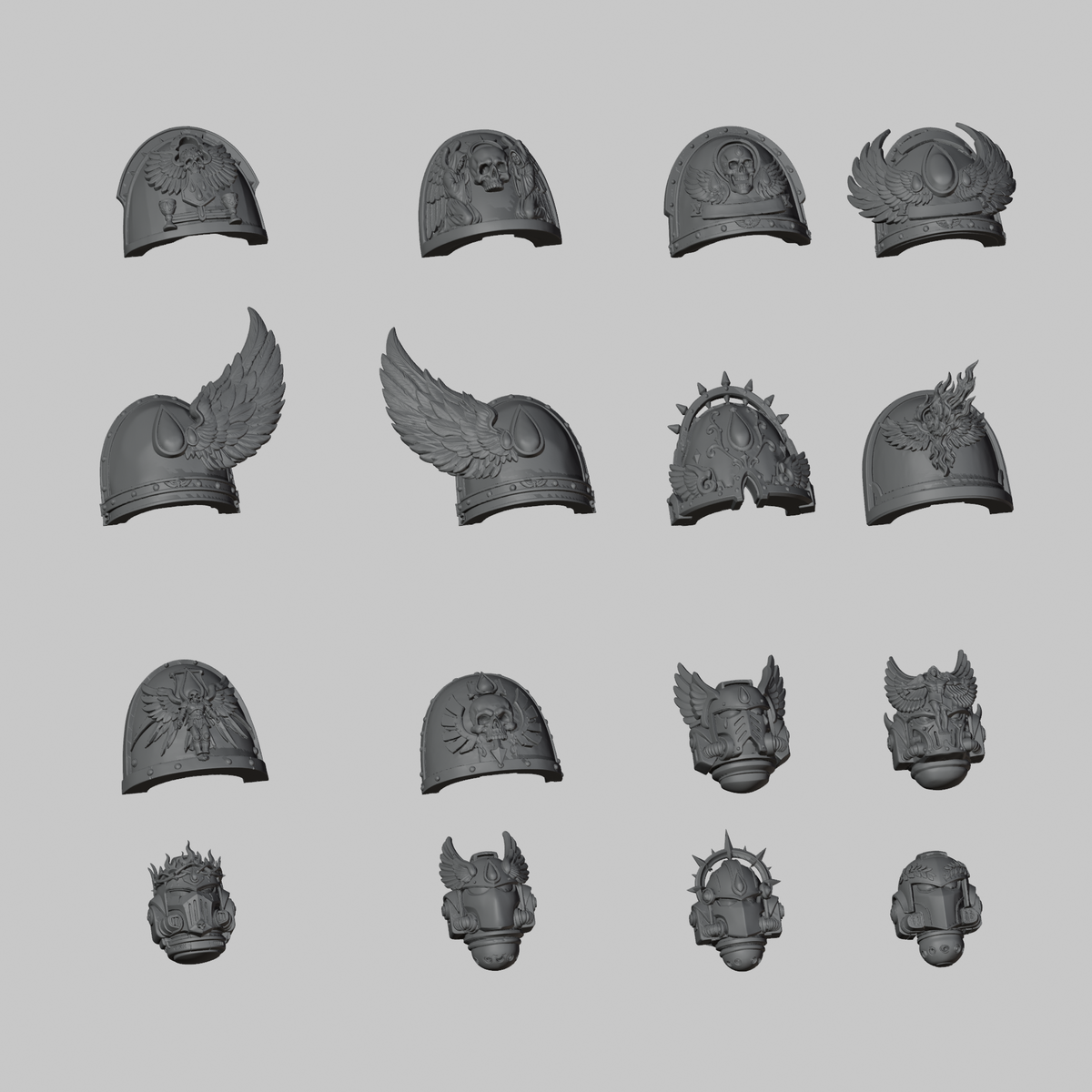 Crimson Lord Pack: all included designs together, front hero. Digital render.
